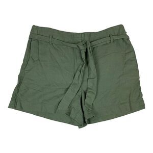 Loft Outlet Shorts Womens 6‎ Green Linen Blend Belted Pockets Casual Boho